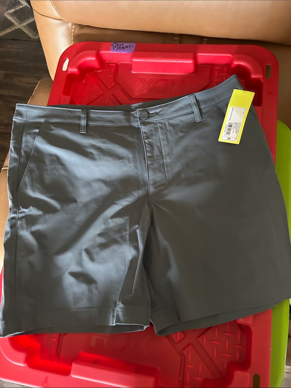 all in motion Men's Gray Flat-Front Performance Shorts